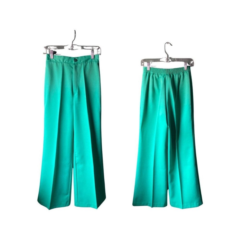 26" | 28" | 4/6 vintage 70's wide leg lime green trousers
